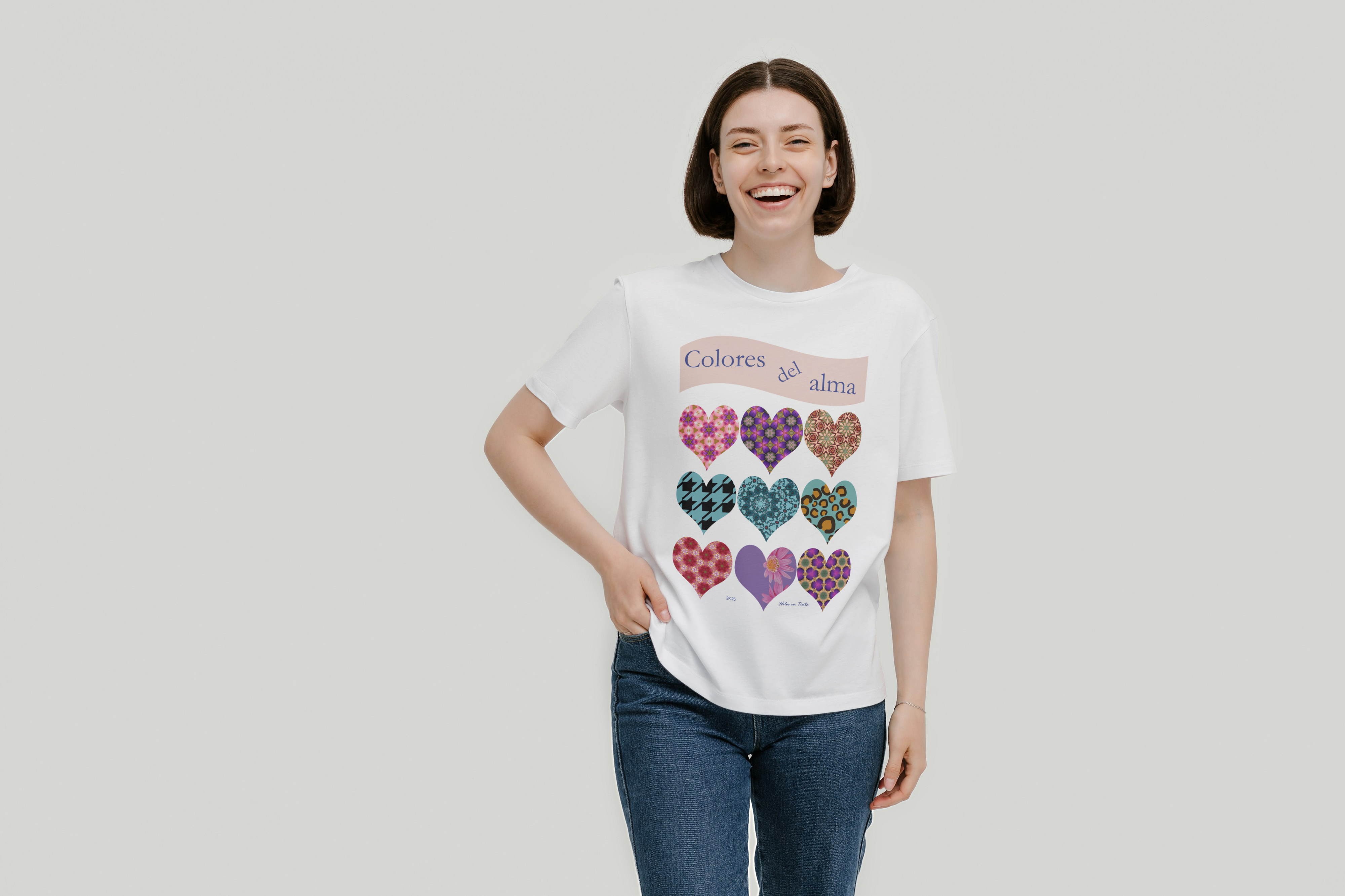 Polera Unisex mujer manga corta COLORES DEL ALMA 100% algodón