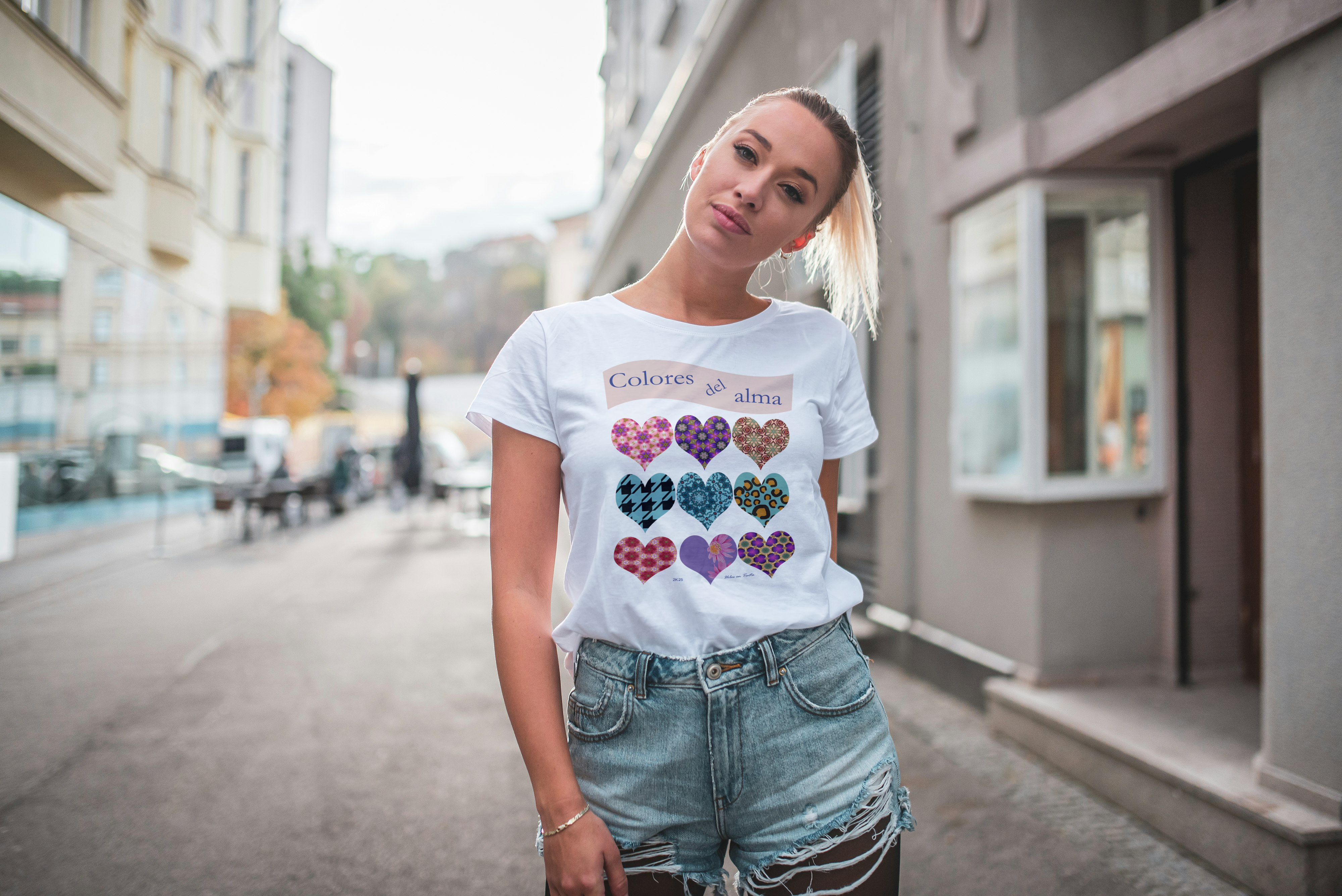 Polera mujer manga corta COLORES DEL ALMA 100% algodón