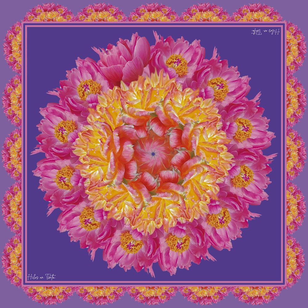 Pañuelo Peonías y Rosas Eco-Hilo B