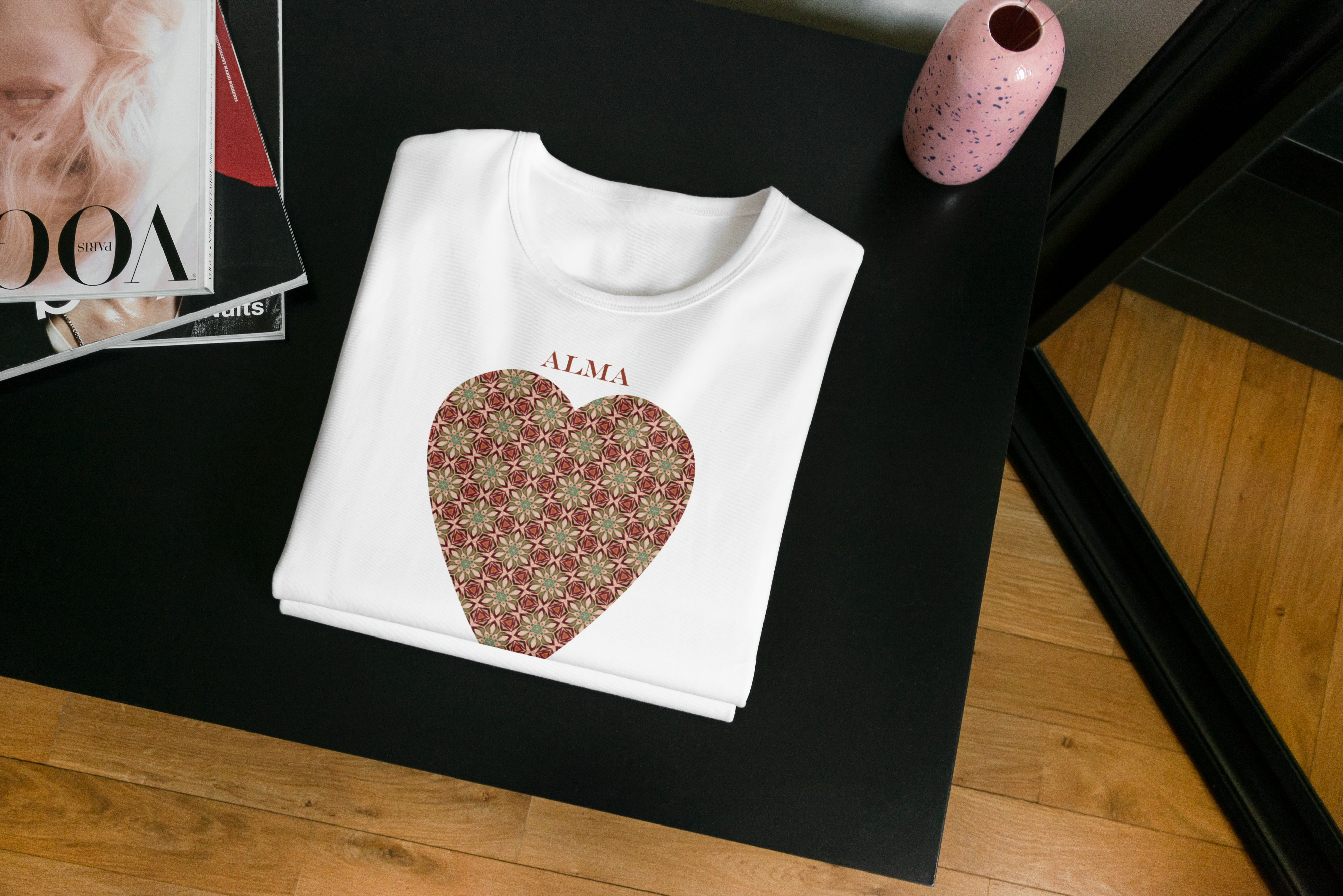 Polera Unisex mujer manga corta ALMA 100% algodón