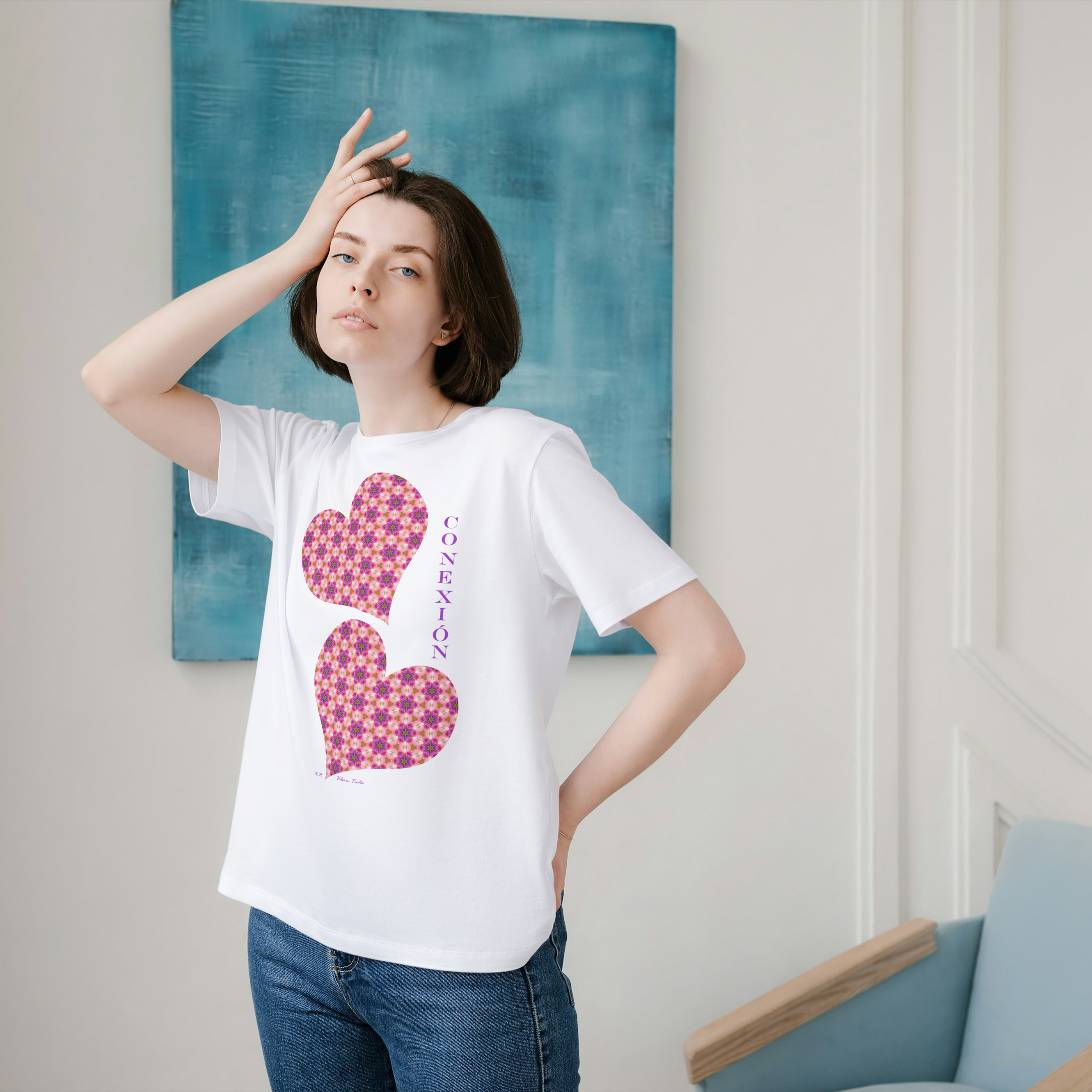 Polera Unisex mujer manga corta CONEXIÓN SERENA 100% algodón
