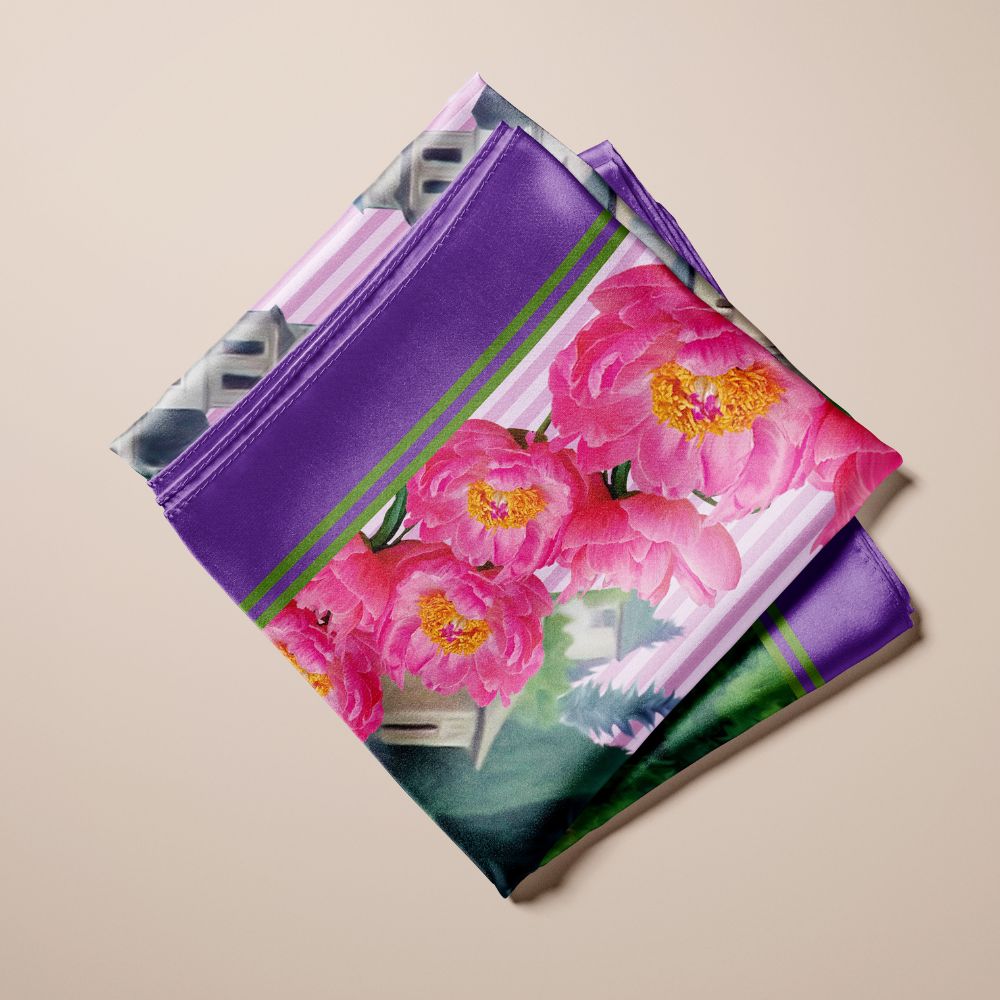 Pañuelo Peonías y Rosas Eco-Hilo A