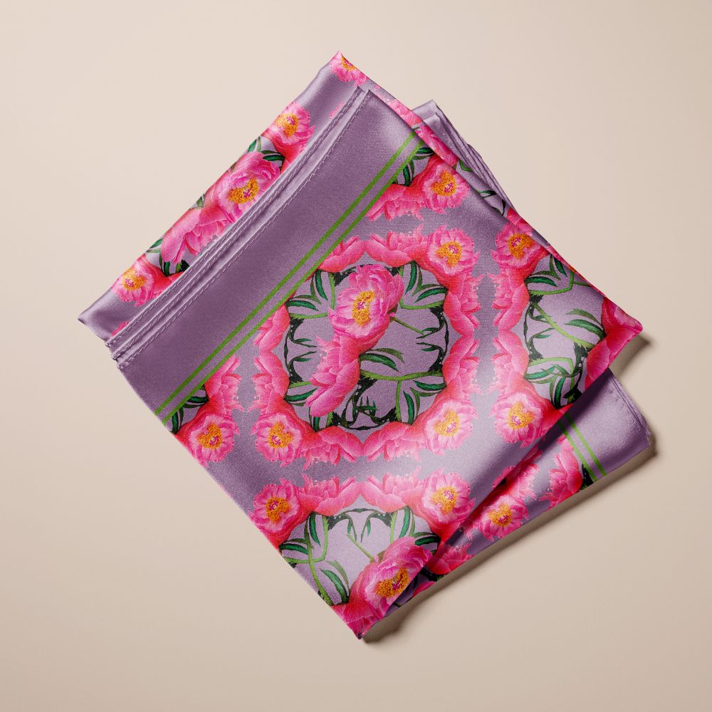 Pañuelo Peonías y Rosas Eco-Hilo D