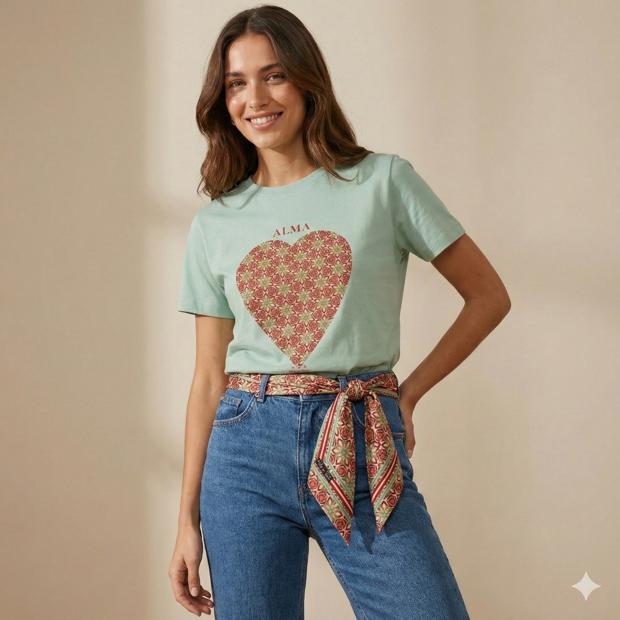 Polera Unisex color mujer manga corta ALMA 100% algodón